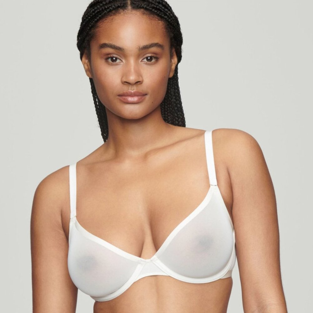 NWOT CUUP THE PLUNGE - MESH Bra in Salt - White - 34D